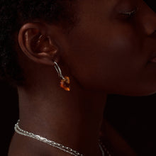 Load image into Gallery viewer, Lalique Heart Amber Crystal Drop Earrings Sterling Silver