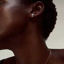 Load image into Gallery viewer, Diamond Cross Stud Earrings 14-Karat Rose Gold - Karina Constantine jewellery