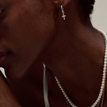 Load image into Gallery viewer, Mini Cross Hoop Earrings Sterling Silver - Karina Constantine jewellery