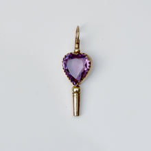 Load image into Gallery viewer, Amethyst Heart Watch Key Pendant 9-Karat Rose Gold Circa 1900s