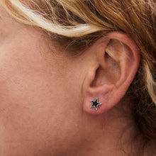 Load image into Gallery viewer, Black Enamel Stars Stud Earrings Sterling Silver - Karina Constantine
