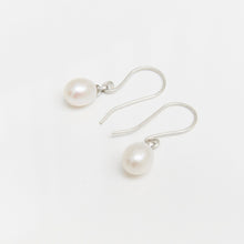 Load image into Gallery viewer, Drop Pearl Hook Earrings Sterling Silver