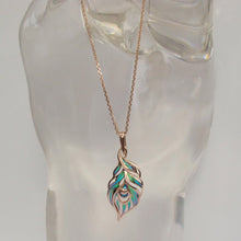 Load image into Gallery viewer, Enamel Feather Pendant 14-Karat Rose Gold - Karina Constantine Jewellery