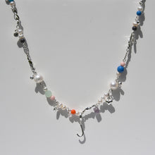 Load image into Gallery viewer, Initial Charm Freshwater Pearl Beaded Necklace Silver Plated