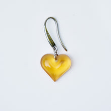 Load image into Gallery viewer, Lalique Heart Amber Crystal Drop Earrings Sterling Silver