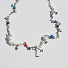 Load image into Gallery viewer, Initial Charm Freshwater Pearl Beaded Necklace Silver Plated