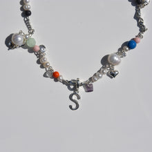 Load image into Gallery viewer, Initial Charm Freshwater Pearl Beaded Necklace Silver Plated