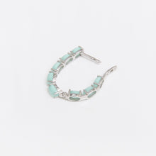 Load image into Gallery viewer, Mint Green Cat's Eye Hoop Earrings Sterling Silver - Karina Constantine