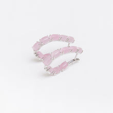 Load image into Gallery viewer, Pink Cat's Eye Hoop Earrings Sterling Silver - Karina Constantine