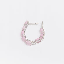 Load image into Gallery viewer, Pink Cat's Eye Hoop Earrings Sterling Silver - Karina Constantine