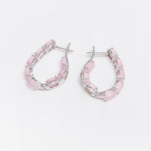 Load image into Gallery viewer, Pink Cat's Eye Hoop Earrings Sterling Silver - Karina Constantine