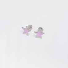 Load image into Gallery viewer, Pink Enamel Stars Stud Earrings Sterling Silver - Karina Constantine