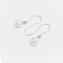 Load image into Gallery viewer, Round Pearl Hook Earrings Sterling Silver - Karina Constantine