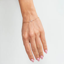 Load image into Gallery viewer, Diamond Cross Bracelet 14-Karat Rose Gold - Karina Constantine Jewellery