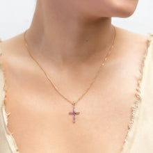 Load image into Gallery viewer, Amethyst Cross Pendant 14-Karat Rose Gold - Karina Constantine Jewellery