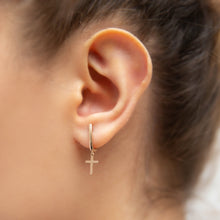 Load image into Gallery viewer, Cross Dangle Earrings 14-Karat Rose Gold - Karina Constantine Jewellery