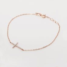 Load image into Gallery viewer, Diamond Cross Bracelet 14-Karat Rose Gold - Karina Constantine Jewellery