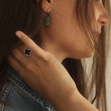 Load image into Gallery viewer, Four Leaf Clover Black Enamel Ring Sterling Silver - Karina Constantine Jewellery