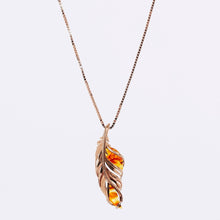 Load image into Gallery viewer, Amber Feather Pendant 14-Karat Rose Gold - Karina Constantine jewellery