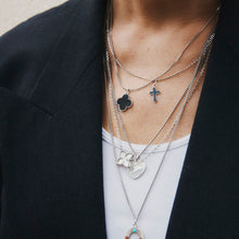 Load image into Gallery viewer, Black Enamel Cross Pendant Necklace Sterling Silver - Karina Constantine jewellery