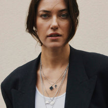 Load image into Gallery viewer, Black Enamel Cross Pendant Necklace Sterling Silver - Karina Constantine jewellery