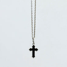 Load image into Gallery viewer, Black Enamel Cross Pendant Necklace Sterling Silver - Karina Constantine jewellery