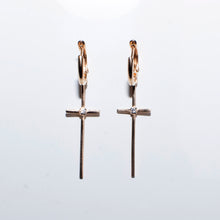 Load image into Gallery viewer, Cross Dangle Earrings 14-Karat Rose Gold - Karina Constantine jewellery