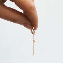Load image into Gallery viewer, Cross Dangle Earrings 14-Karat Rose Gold - Karina Constantine jewellery