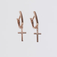 Load image into Gallery viewer, Cross Dangle Earrings 14-Karat Rose Gold - Karina Constantine Jewellery