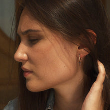 Load image into Gallery viewer, Cross Dangle Earrings 14-Karat Rose Gold - Karina Constantine Jewellery