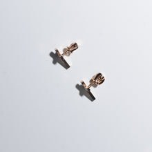 Load image into Gallery viewer, Diamond Cross Stud Earrings 14-Karat Rose Gold
