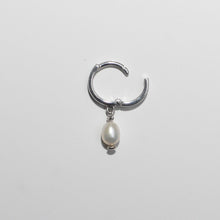 Load image into Gallery viewer, Pearl Drop Mini Hoop Earrings Sterling Silver - Karina Constantine