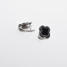 Load image into Gallery viewer, Four Leaf Clover Black Enamel Earrings Sterling Silver - Karina Constantine