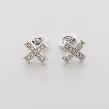 Load image into Gallery viewer, Diamond Cross Stud Earrings 14-Karat White Gold - Karina Constantine Jewellery