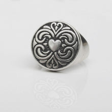 Load image into Gallery viewer, Engraved Heart Signet Ring Sterling Silver - Karina Constantine jewellery