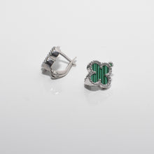 Load image into Gallery viewer, Four Leaf Clover Malachite Earrings Sterling Silver  - Karina Constantine