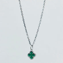 Load image into Gallery viewer, Four Leaf Clover Malachite Pendant Necklace Sterling Silver - Karina Constantine jewellery