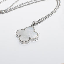 Load image into Gallery viewer, Four Leaf Clover Mother of Pearl Pendant Necklace Sterling Silver