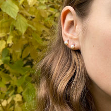 Load image into Gallery viewer, Pearl and Ruby Mini Stud Earrings 9-Karat Yellow Gold  - Karina Constantine jewellery
