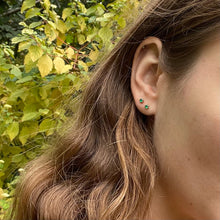 Load image into Gallery viewer, Emerald Stud Earrings 14-Karat Rose Gold - Karina Constantine jewellery