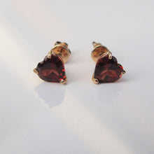 Load image into Gallery viewer, Garnet Heart Stud Earrings 14-Karat Rose Gold - Karina Constantine Jewellery