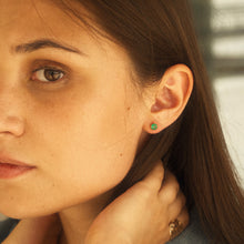 Load image into Gallery viewer, Green Agate Stud Earrings 14-Karat Rose Gold - Karina Constantine Jewellery