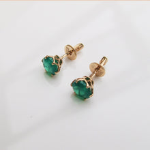 Load image into Gallery viewer, Green Chalcedony Stud Earrings 14-Karat Rose Gold
