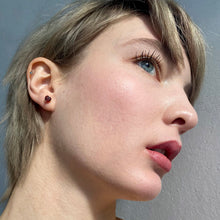 Load image into Gallery viewer, Garnet Heart Stud Earrings 14-Karat Rose Gold - Karina Constantine Jewellery