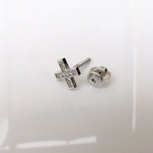 Load image into Gallery viewer, Diamond Cross Stud Earrings 14-Karat White Gold - Karina Constantine Jewellery