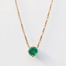 Load image into Gallery viewer, Green Agate Solitaire Necklace 14-Karat Rose Gold - Karina Constantine Jewellery