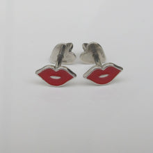 Load image into Gallery viewer, Red Lips Enamel Stud Earrings Sterling Silver - Karina Constantine Jewellery