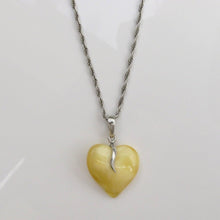 Load image into Gallery viewer, Amber Heart Pendant Necklace Sterling Silver
