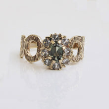 Load image into Gallery viewer, Green Tourmaline & White Topaz Ring 9-Karat Yellow Gold Circa 1970s - Karina Constantine jewellery
