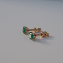 Load image into Gallery viewer, Green Agate Stud Earrings 14-Karat Rose Gold - Karina Constantine Jewellery